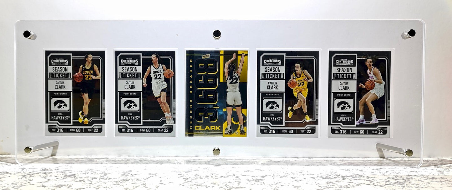 Caitlin Clark 2024 Panini Foil Basketball Cards Set of 5 with Acrylic Display
