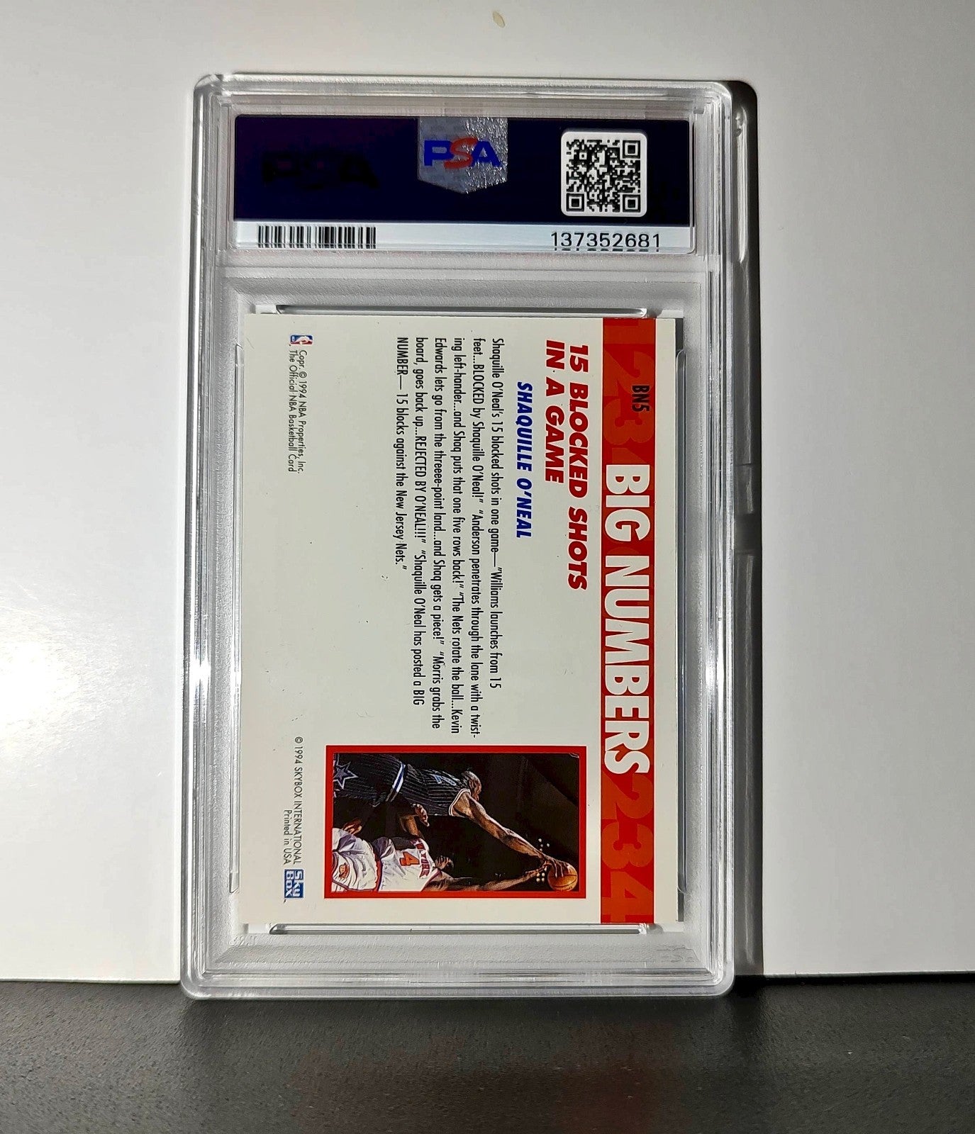 Shaquille O'Neal 1994 NBA Hoops Big Numbers #BN5 Rainbow PSA 8 NM-MT