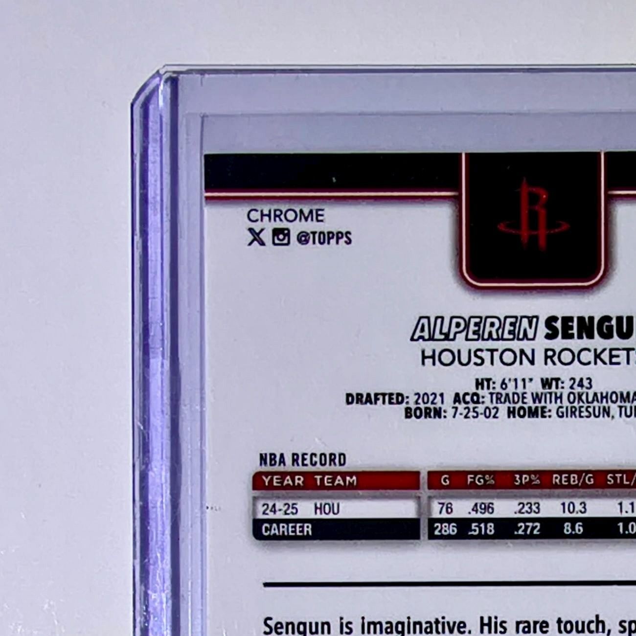 Alperen Sengun 2025-26 NBA Topps Chrome Update X-Fractor #38 Card Rockets
