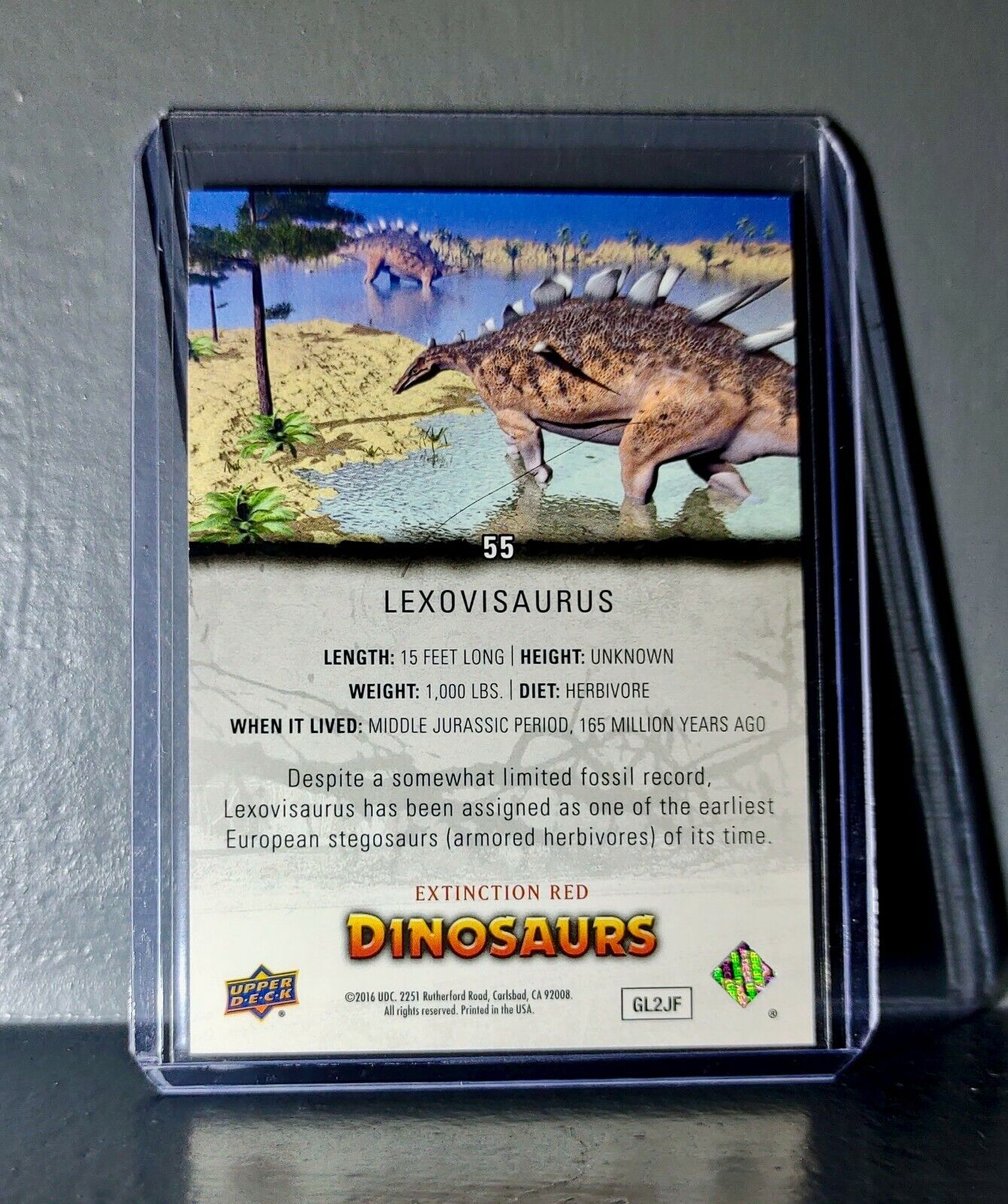 2015 Upper Deck Dinosaurs Lexovisaurus Extinction Red Parallel #55 Card