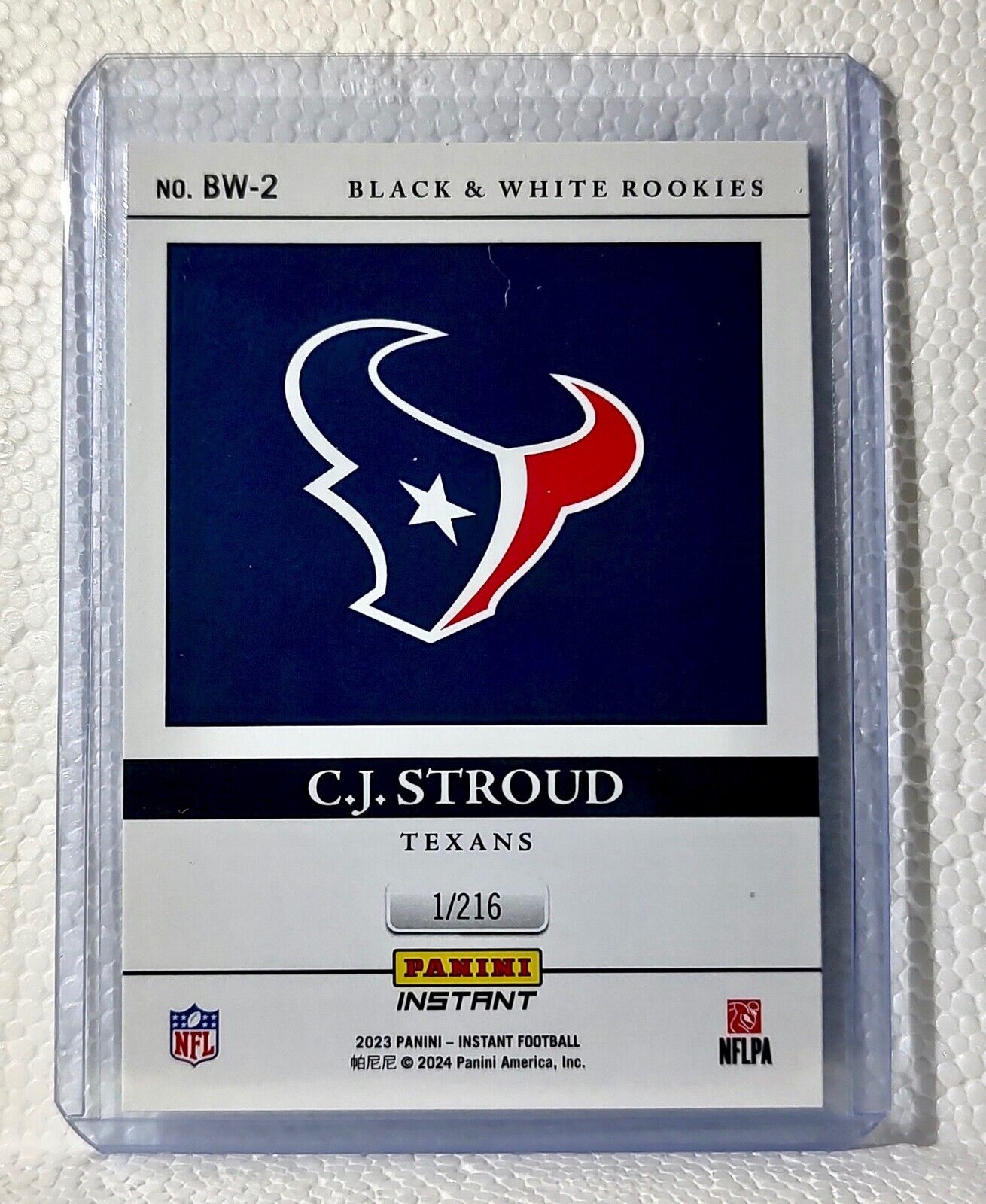 C.J. Stroud 2023 Panini NFL #2 Black & White Rookies Card Houston Texans 1/216