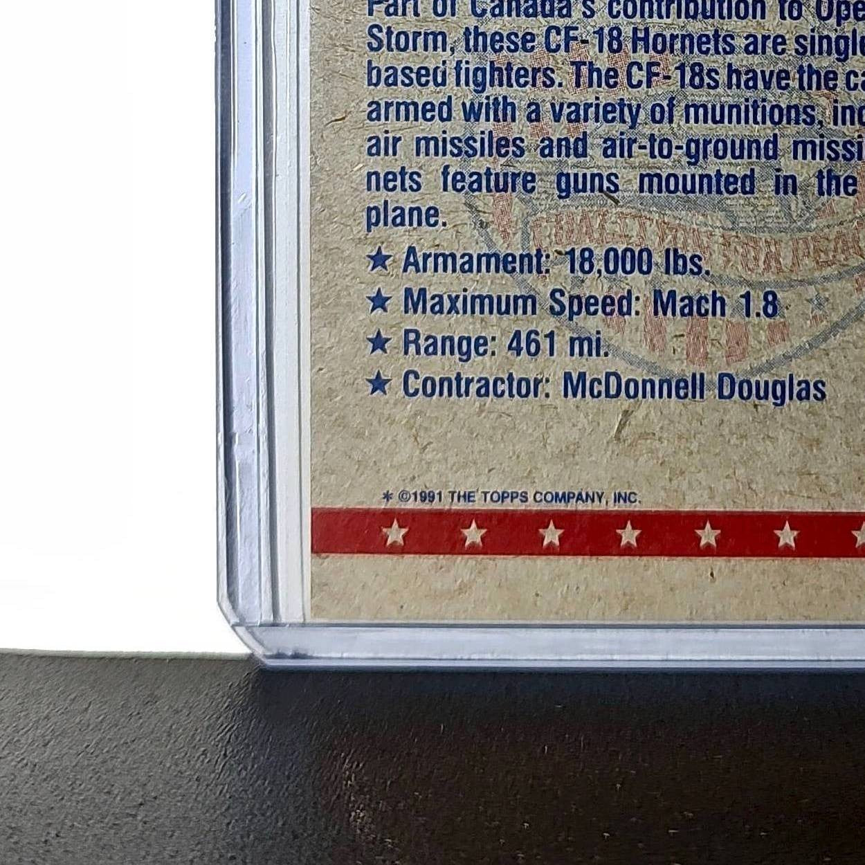 Canadian Air Force CF-18 1991 Topps Desert Storm #17 Card