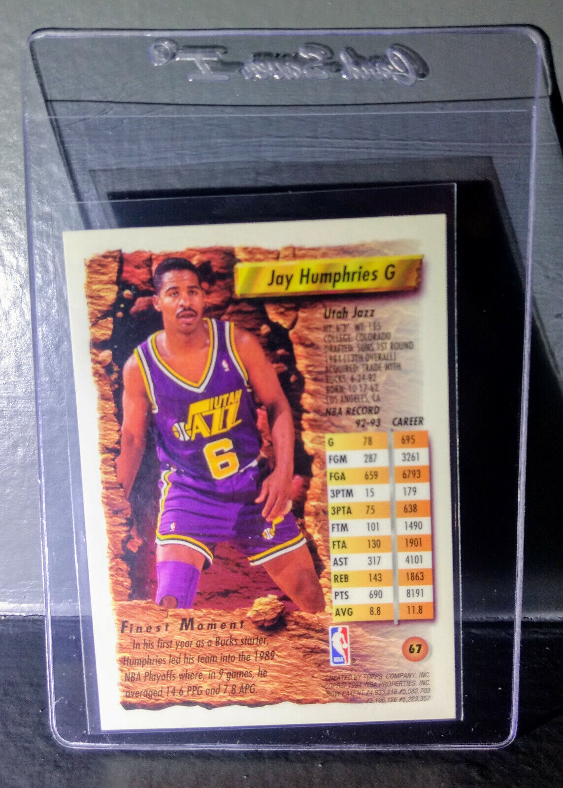 1993-94 Topps Finest Jay Humphries #67 Basketball Card