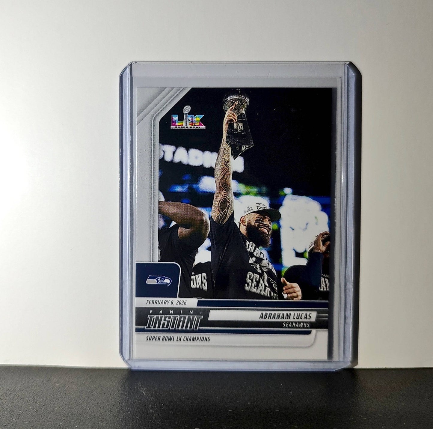 Abraham Lucas 2026 Panini NFL Super Bowl LIX Champions #15 Card Seattle Seahawks
