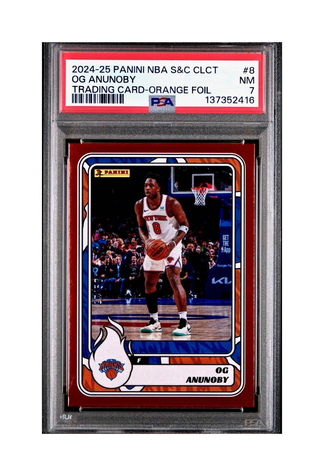 OG Anunoby 2024-25 Panini NBA #8 Sticker 47/50 Orange Foil PSA 7 NM
