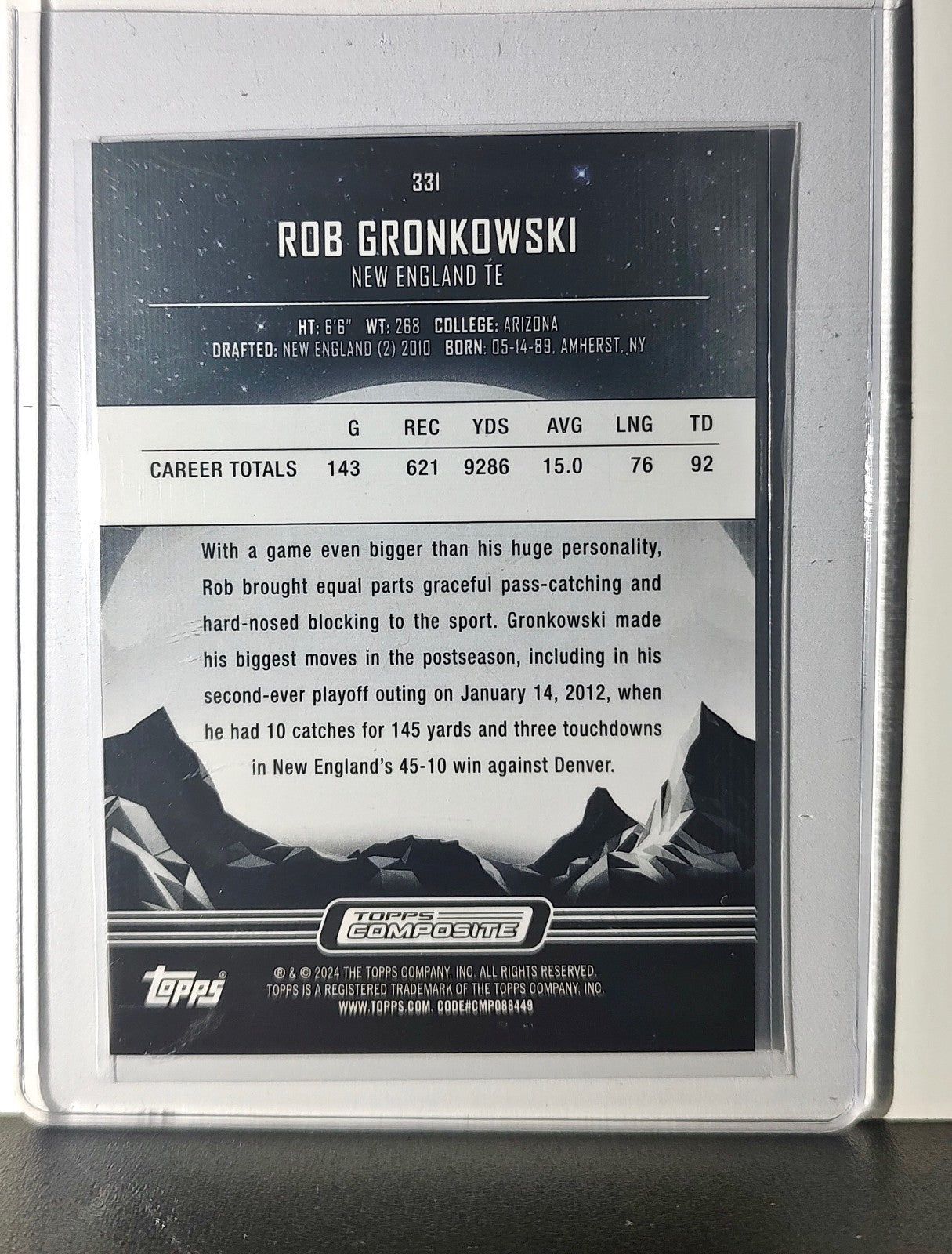 Rob Gronkowski 2023 Topps Midnight NFL #331 Card New England Patriots