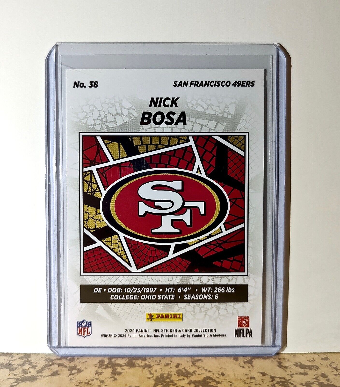 Nick Bosa 2024 Panini NFL #38 Sticker Card San Francisco 49ers