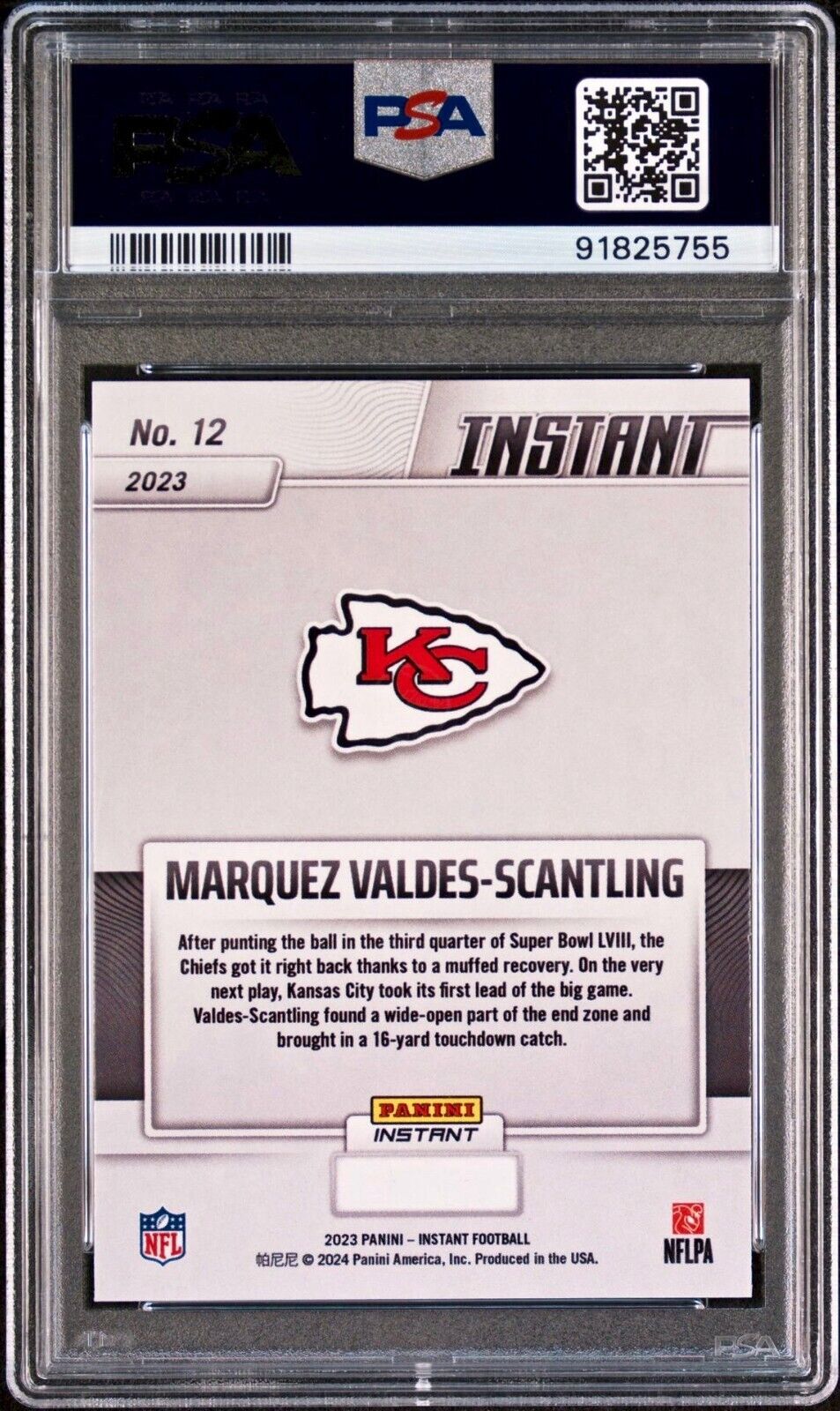 Marquez Valdez-Scantling 2023 Panini NFL Superbowl Champions #12 Card PSA 9 Mint