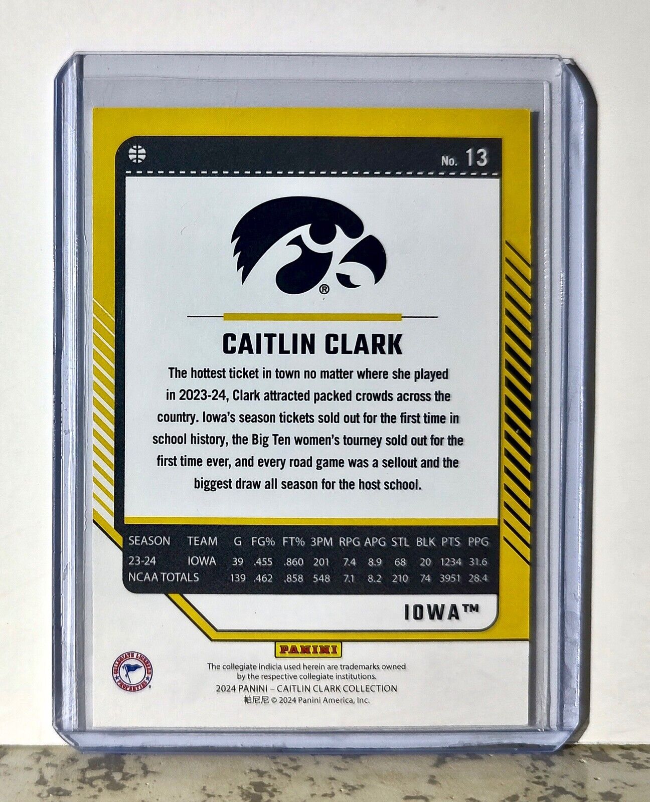 2024 Caitlin Clark Panini Donruss #13 Basketball Card Iowa Hawkeyes