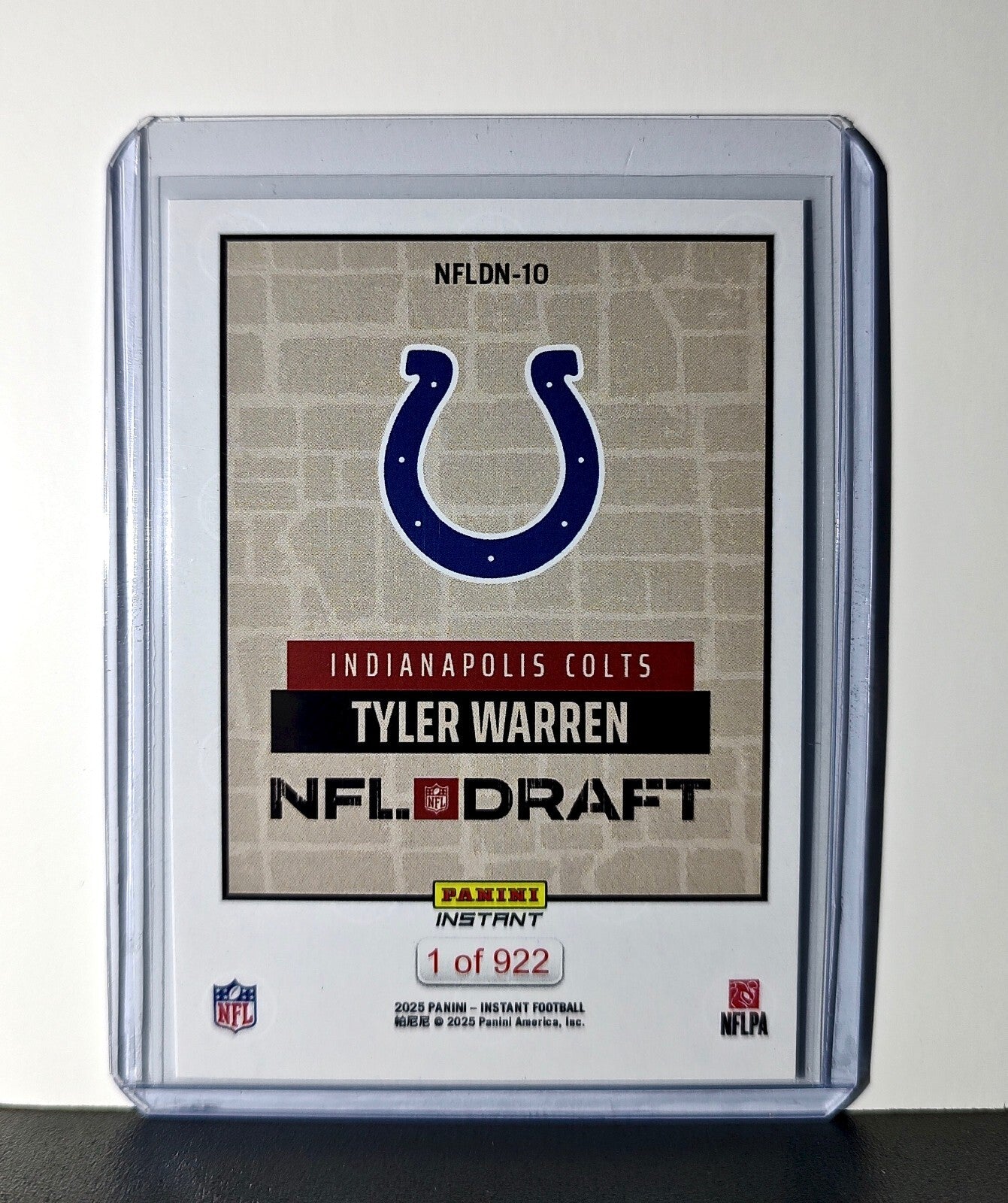 Tyler Warren Rookie 2025 NFL Draft #10 Football Card Indianapolis Colts 1 of 922