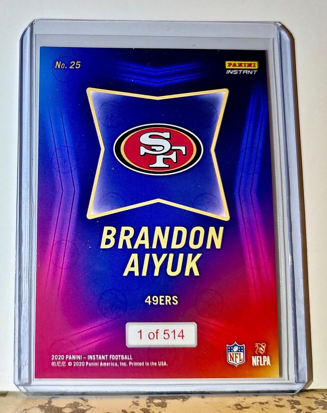 Brandon Aiyuk 2020 NFL Draft Night NFL #25 Football Card 49ers 1 of 514