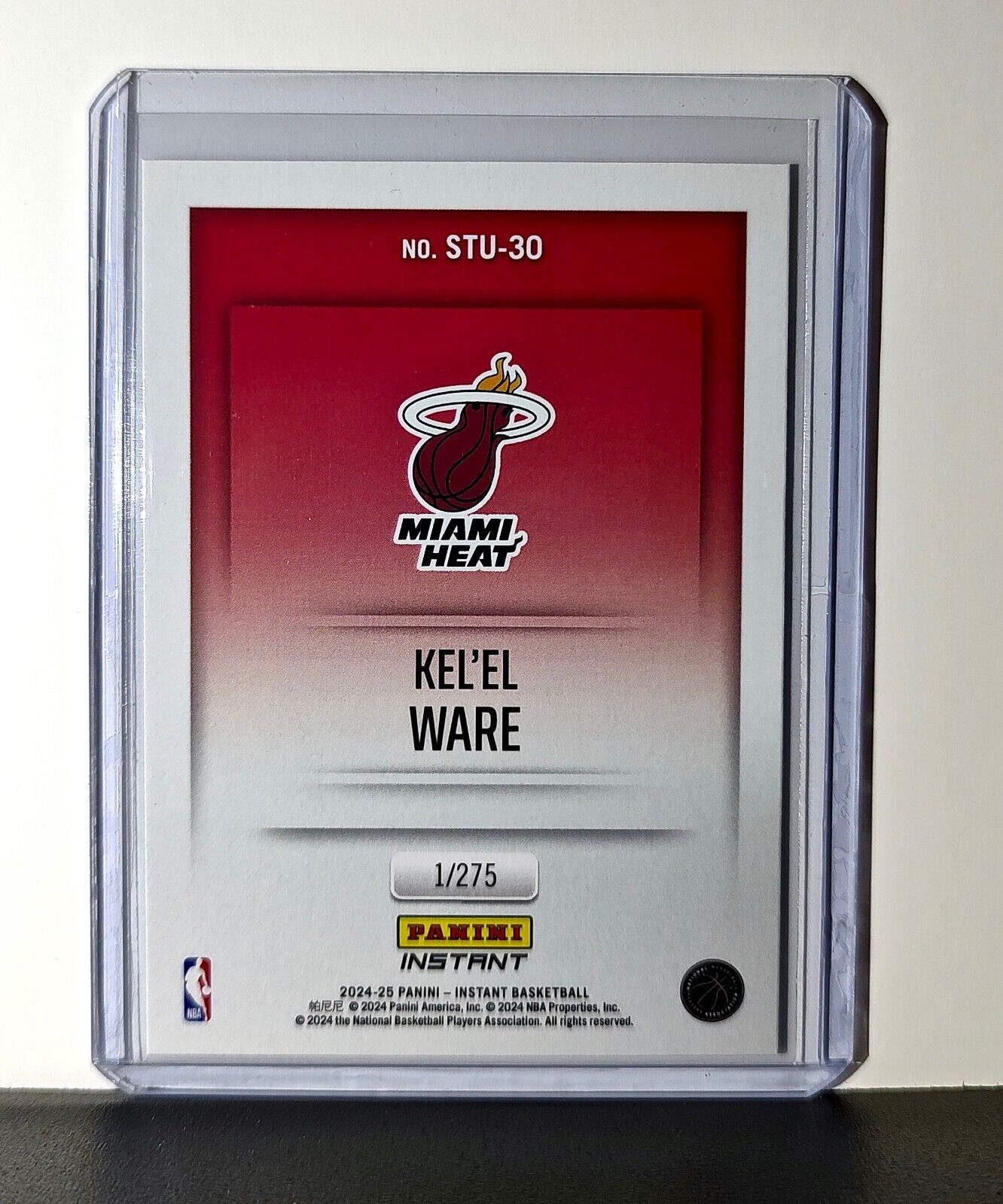Kel'el Ware 2024-25 Panini NBA Studio #30 Rookie Card Miami Heat 1/275