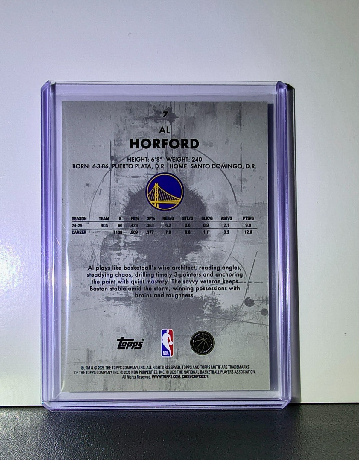 Al Horford 2025-26 NBA Topps Motif Quinn Gold Basketball Card 10/49 GS Warriors