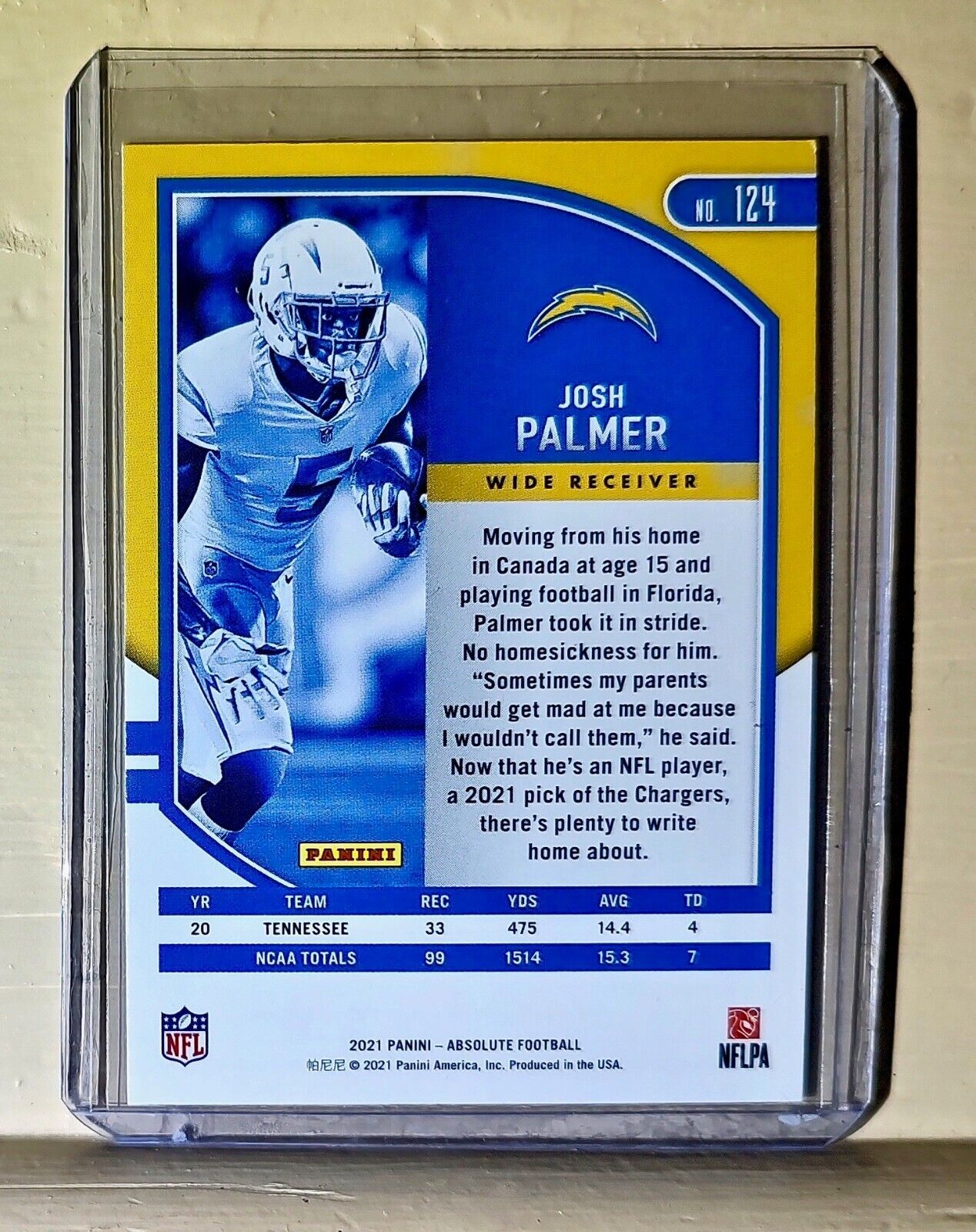 Josh Palmer 2021 Panini NFL Absolute Football #124 Card Chargers