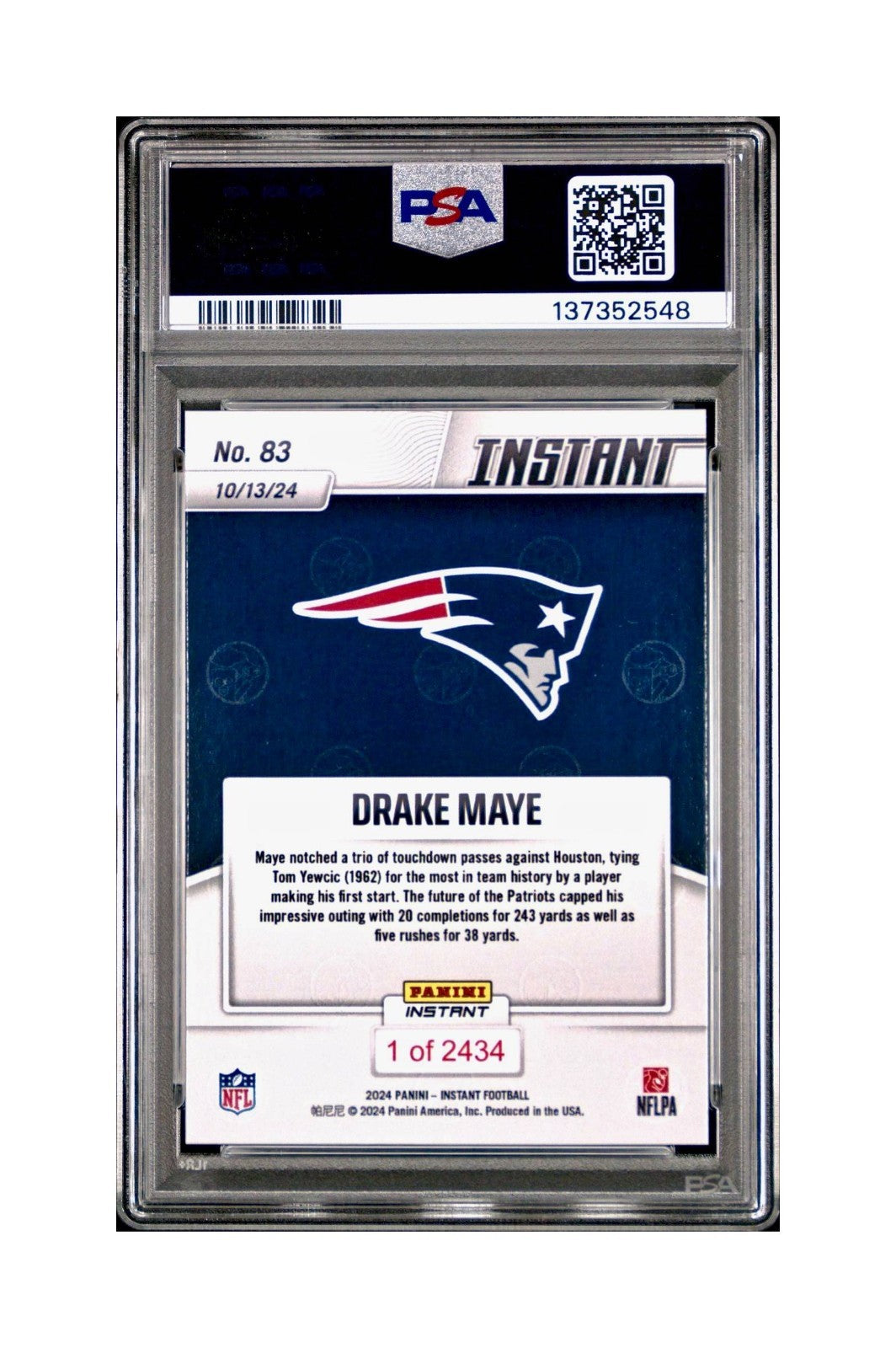 Drake Maye Rookie 2024 Panini Instant NFL #83 PSA 10 Gem Mint