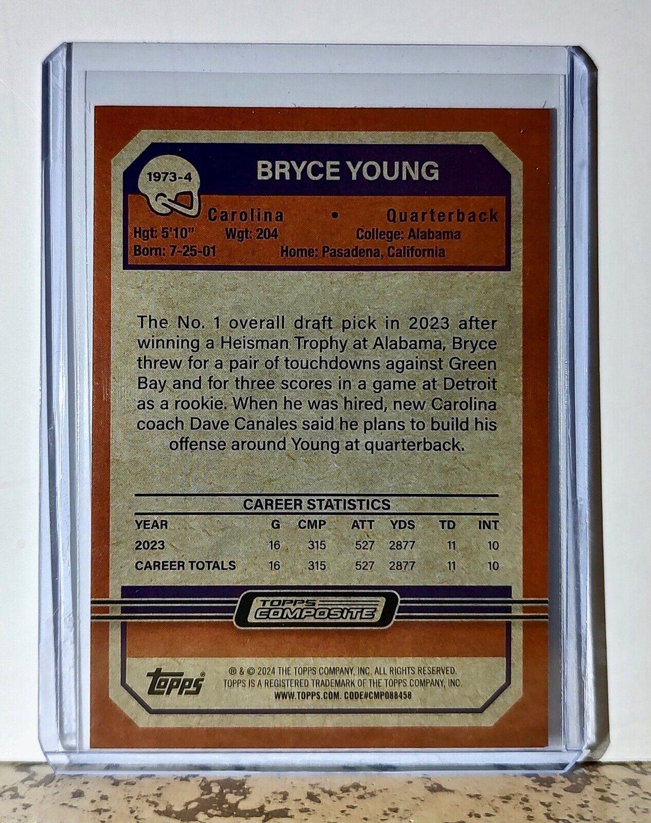 Bryce Young 2023 Topps Chrome 1973 Rookie NFL #1973-4 Card Carolina Panthers