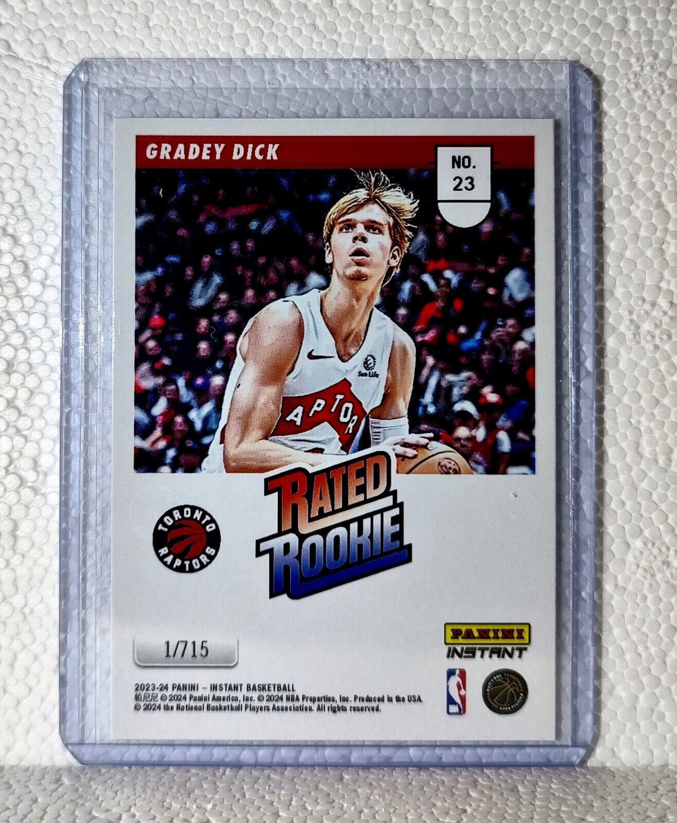 Gradey Dick 2023-24 Panini NBA #23 Rated Rookie Retro Card Toronto Raptors 1/715