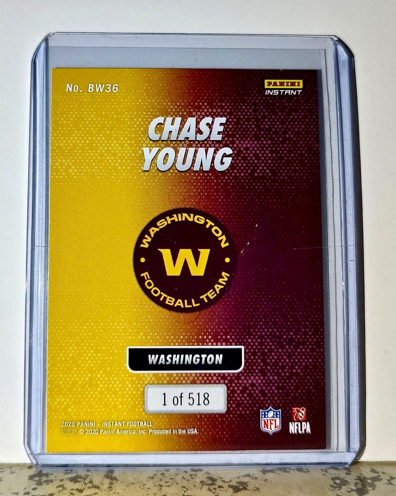 Chase Young 2020 Panini NFL #36 Black and White Rookies Card Commanders 1 of 518