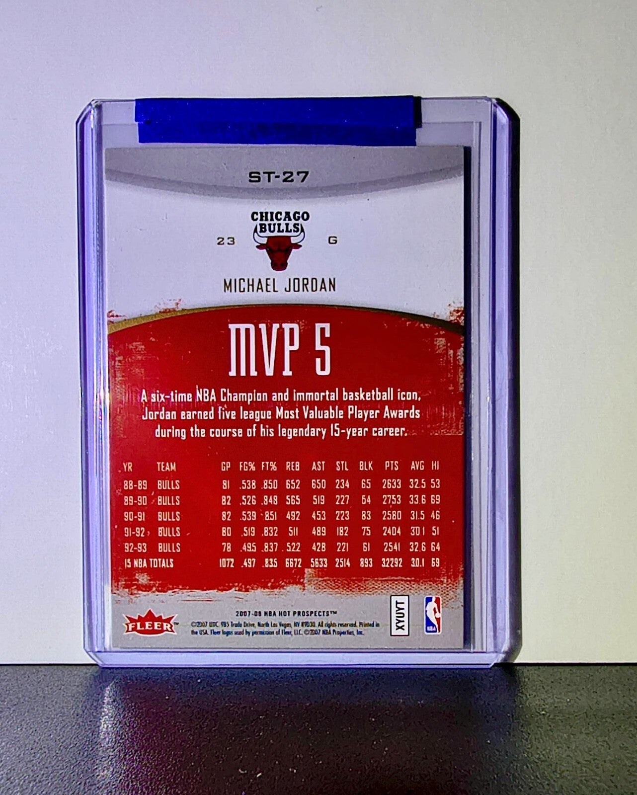 Michael Jordan 2007-08 Fleer Hot Prospects Stat Tracker ST-27 Card Chicago Bulls