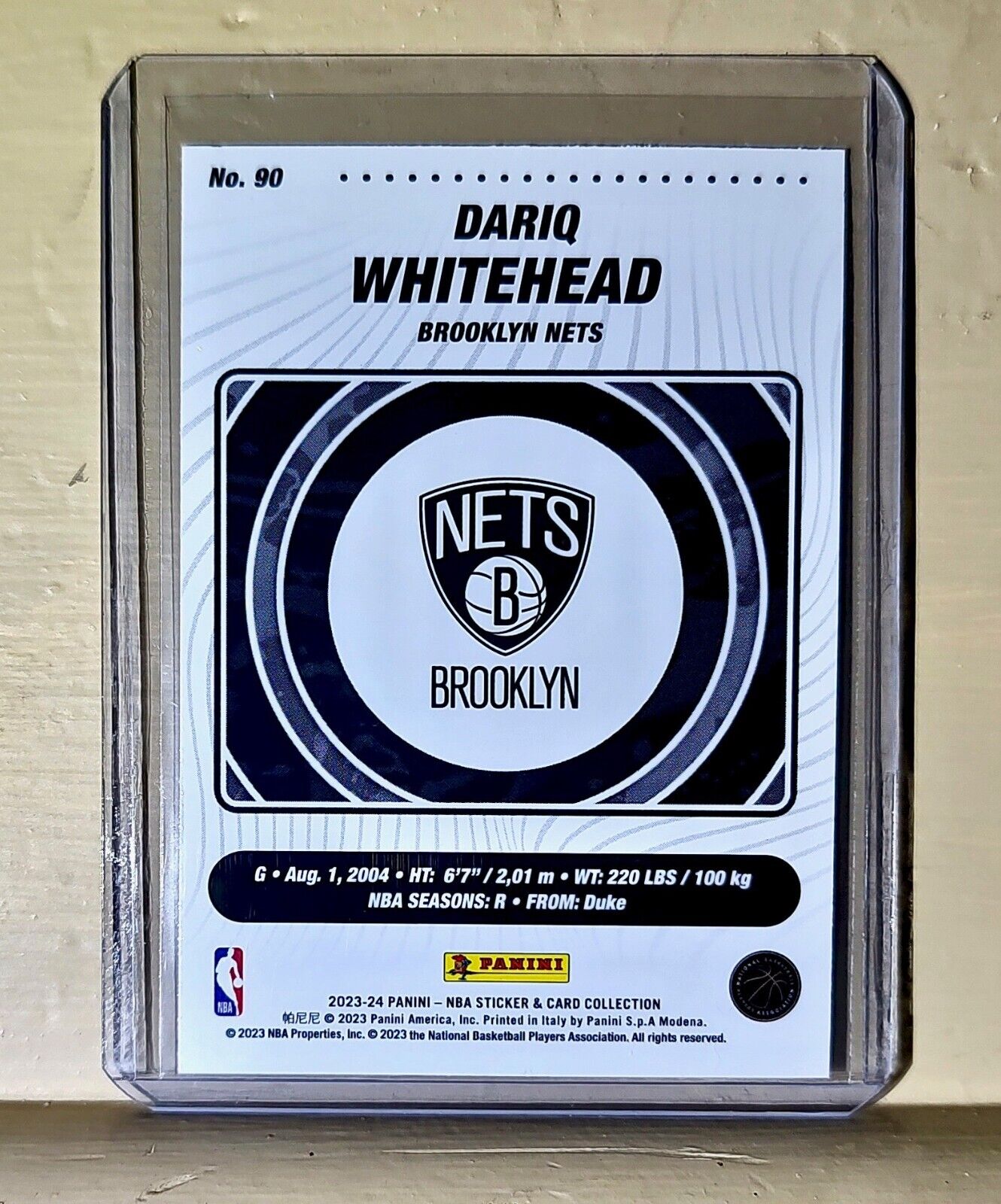 Dariq Whitehead 2023-24 Panini NBA Basketball #90 Rookie Card Brooklyn Nets