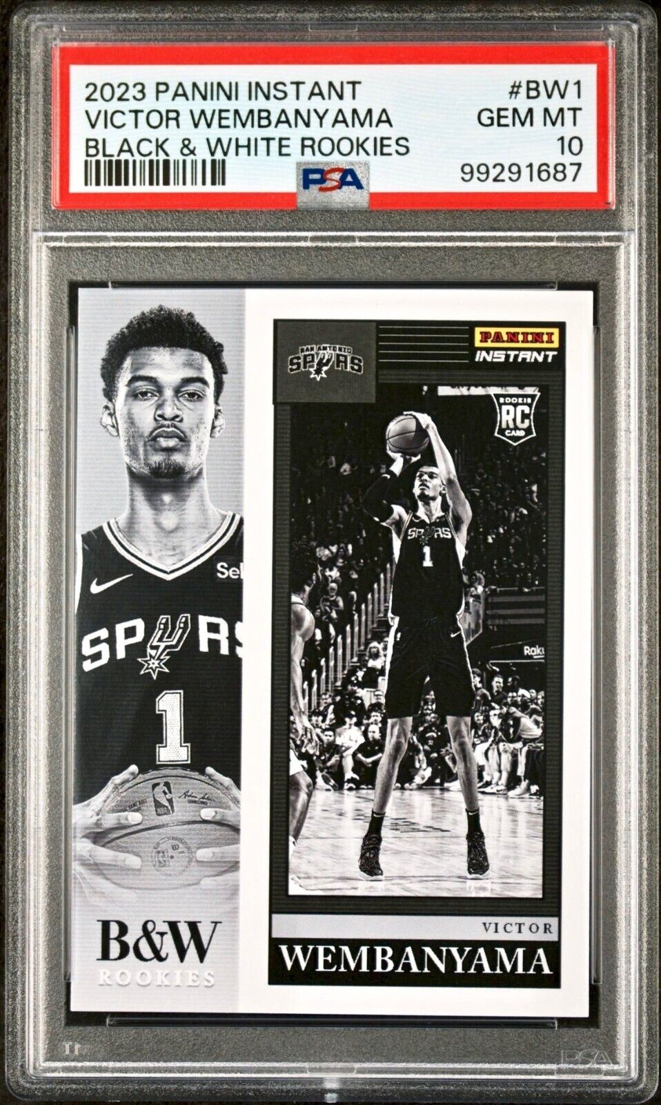 Victor Wembanyama 2023 Panini Black & White Rookies NBA #BW-1 Card PSA 10 Gem