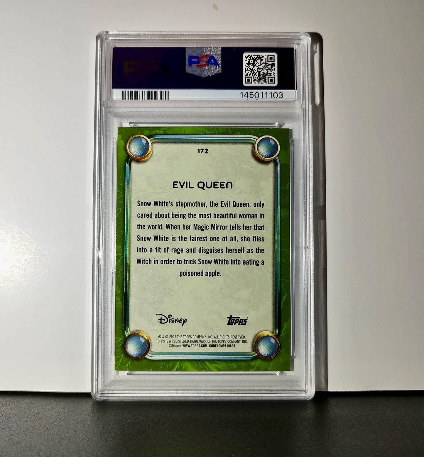 Evil Queen 2025 Topps Disney #172 Card Snow White and the Seven Dwarfs PSA 9
