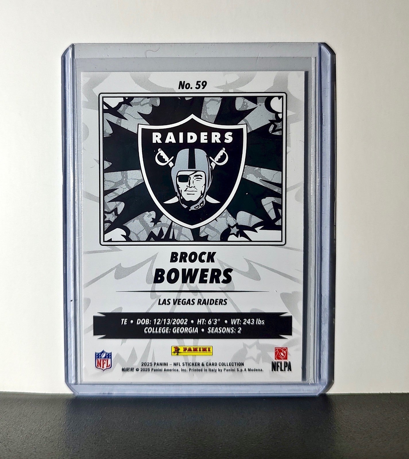 Brock Bowers 2025 Panini NFL #59 Sticker Card Las Vegas Raiders