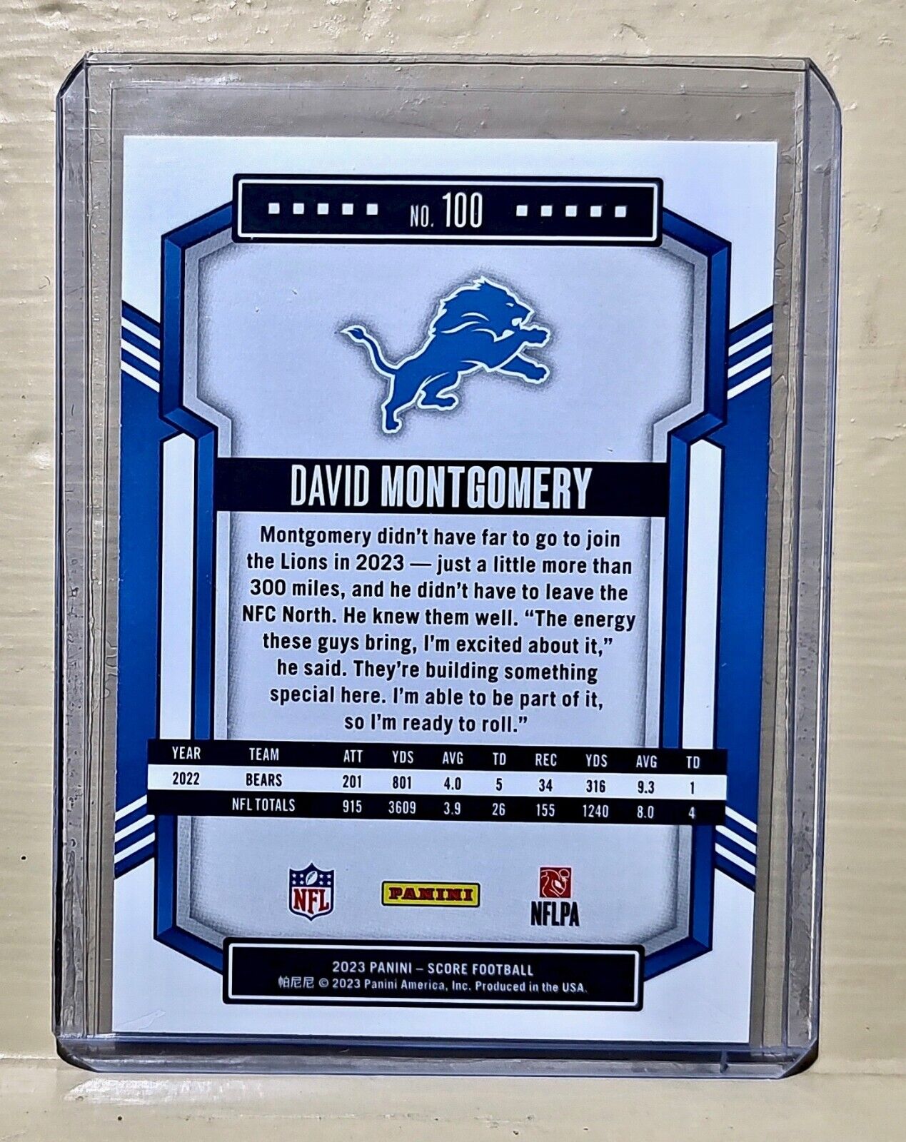 David Montgomery 2023 Panini NFL #100 Score Football Card Detroit Lions