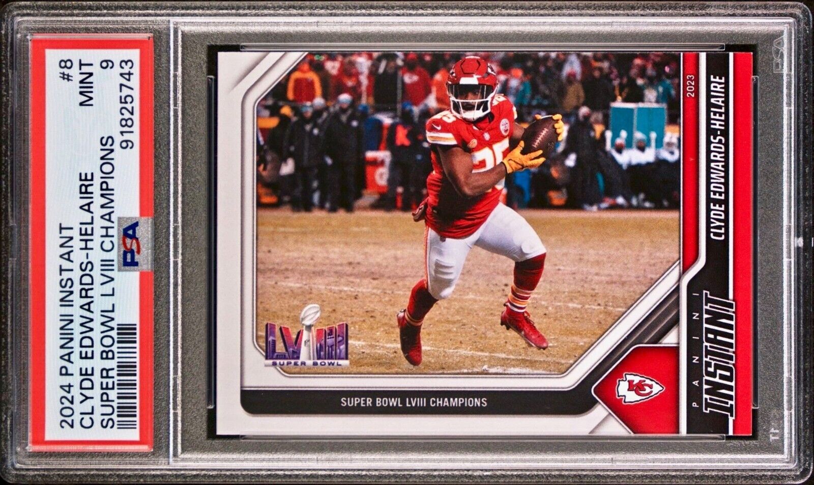 Clyde Edwards-Helaire 2023 Panini NFL Superbowl Champions #8 Card PSA 9 Mint