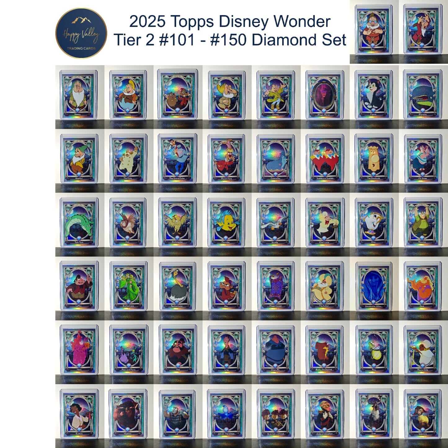 2025 Topps Disney Wonder 50 Card Tier 2 Diamond Complete Set in Toploaders