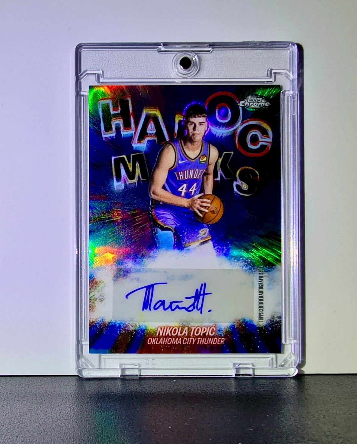 Nikola Topic 2025-26 NBA Topps Chrome Update #HM-NT Blue Refractor Auto 020/150