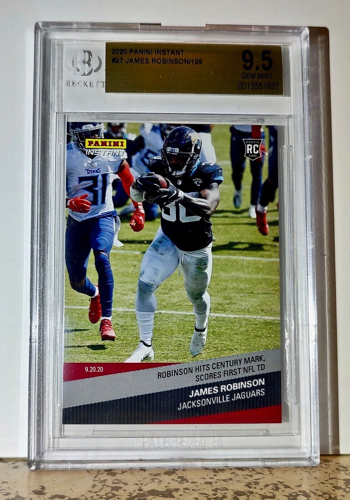 James Robinson 2020 Panini #27 Rookie Football Card 1 of 199 BGS 9.5 Gem Jaguars