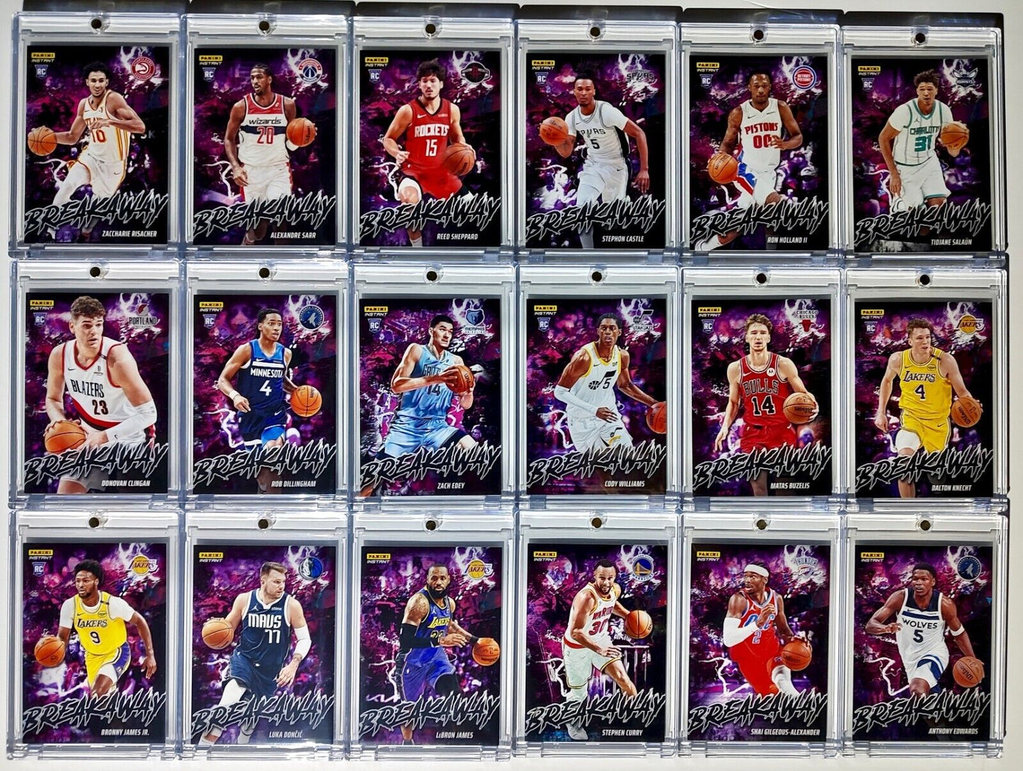 2024-25 Panini Instant NBA Breakaway Complete 18 Card Set in magnet cases 1/1355