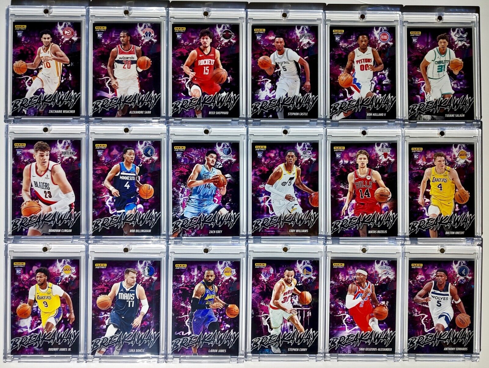 2024-25 Panini Instant NBA Breakaway Complete 18 Card Set in magnet cases 1/1355