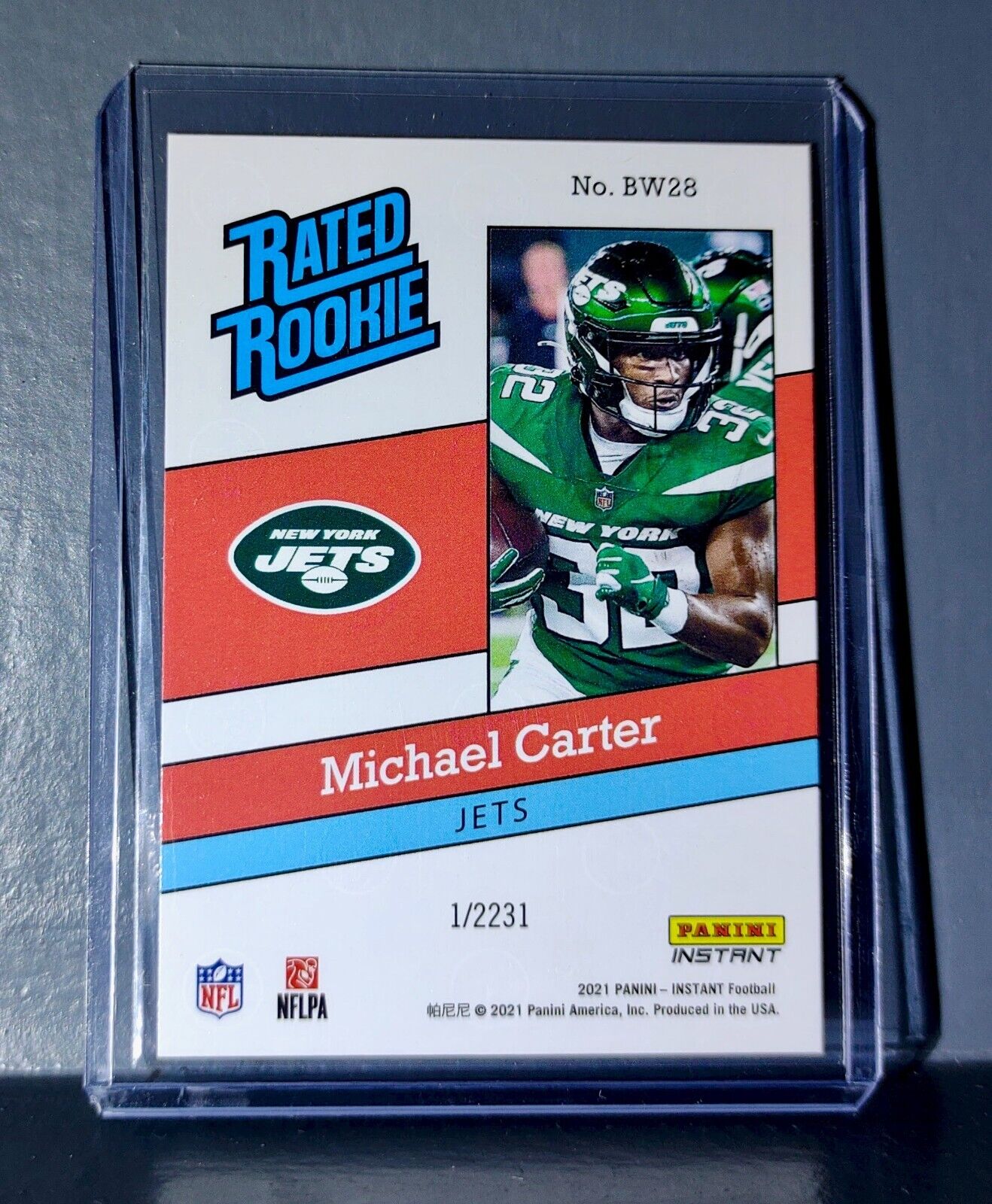 Michael Carter 2021 Panini NFL Rated Rookie Retro #28 Rookie Card 1/2231