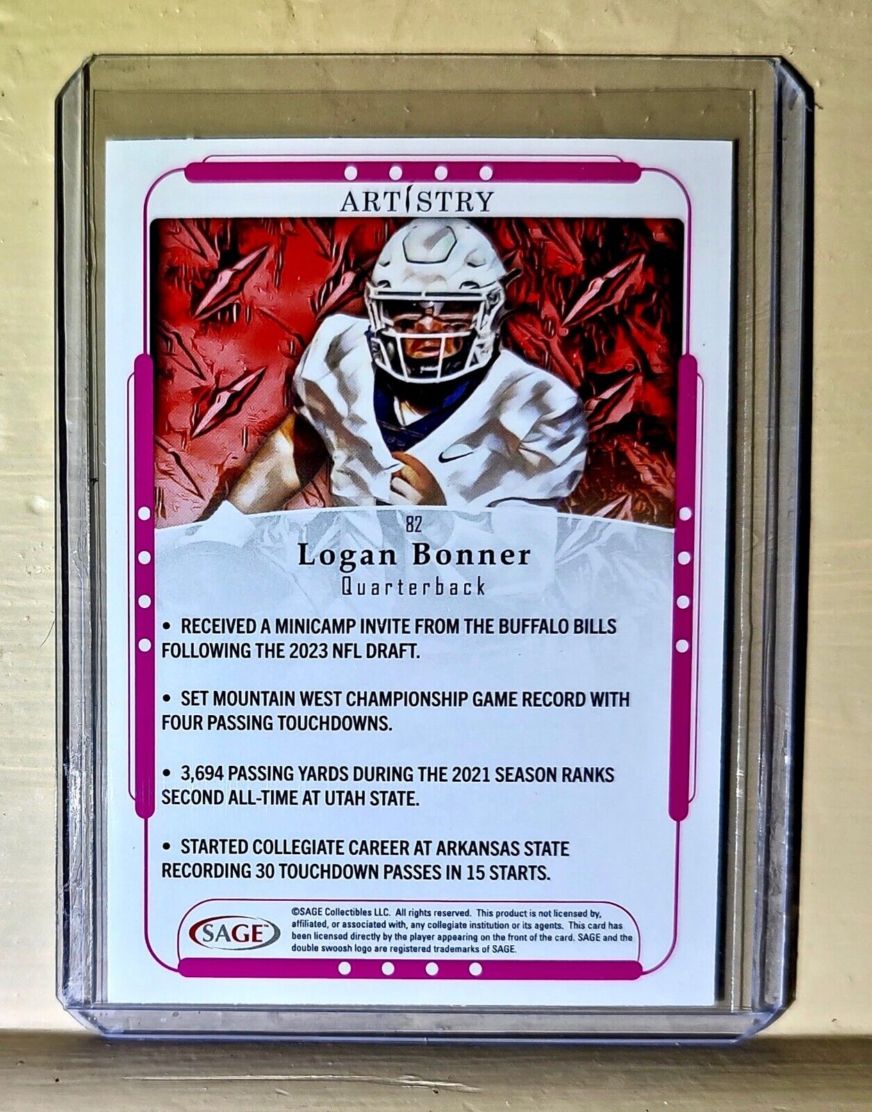 Logan Bonner 2023 SAGE Artistry Football #82 Card