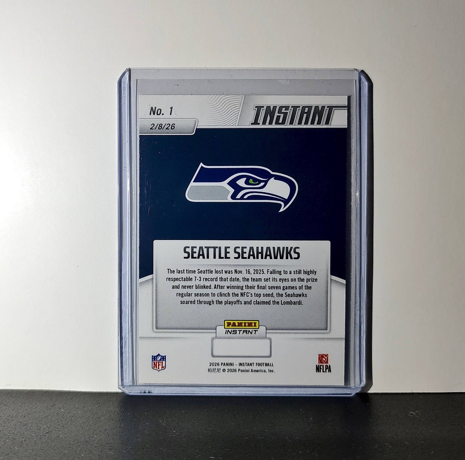 Seattle Seahawks 2026 Panini NFL Super Bowl LIX Champions #1 Football Card