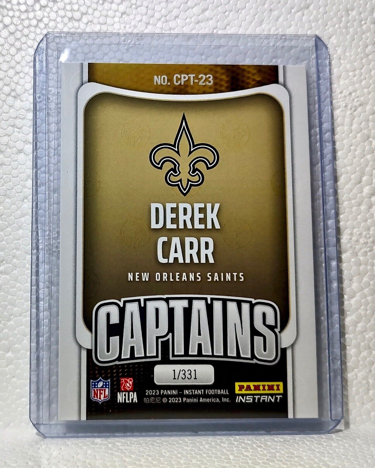 Derek Carr 2023 Panini NFL Captain #23 Football Card New Orleans Saints 1/331