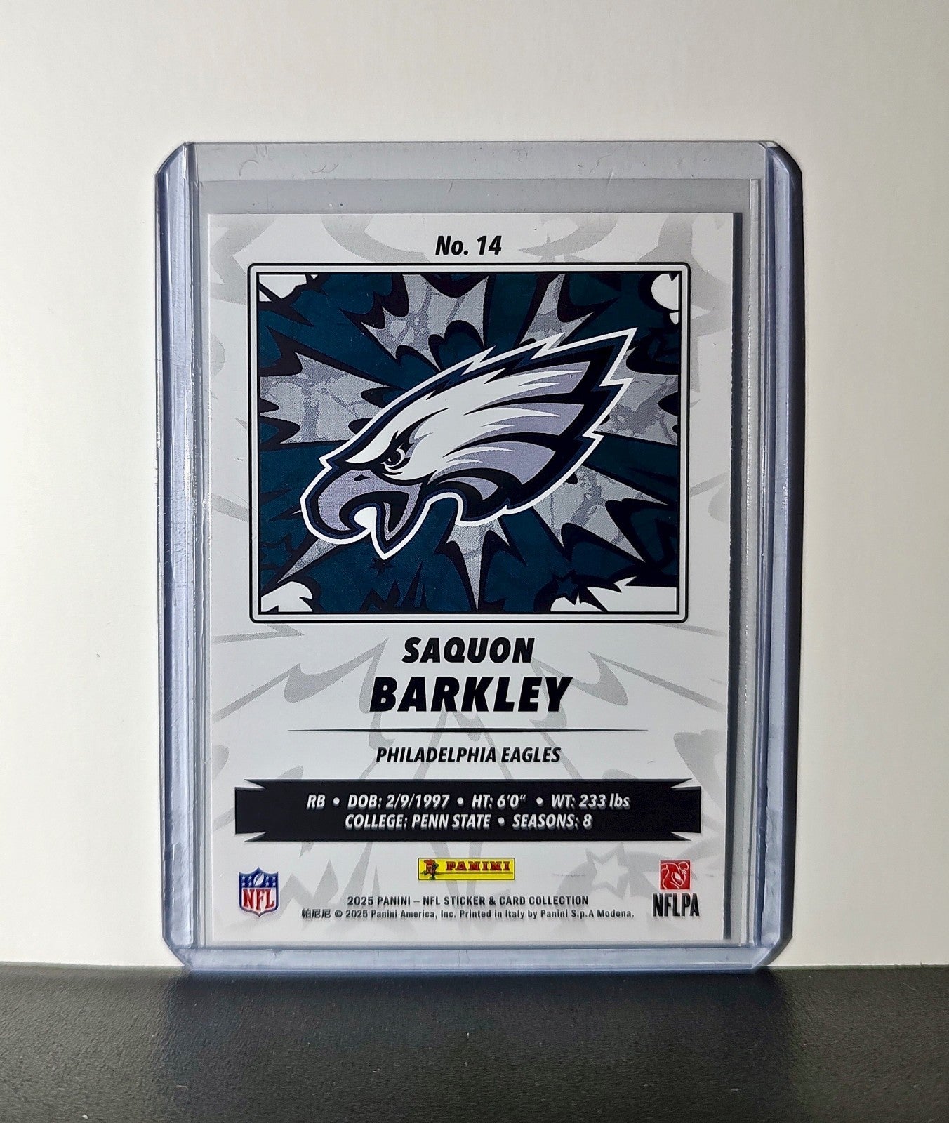 Saquon Barkley 2025 Panini NFL #14 Sticker Card Philadelphia Eagles