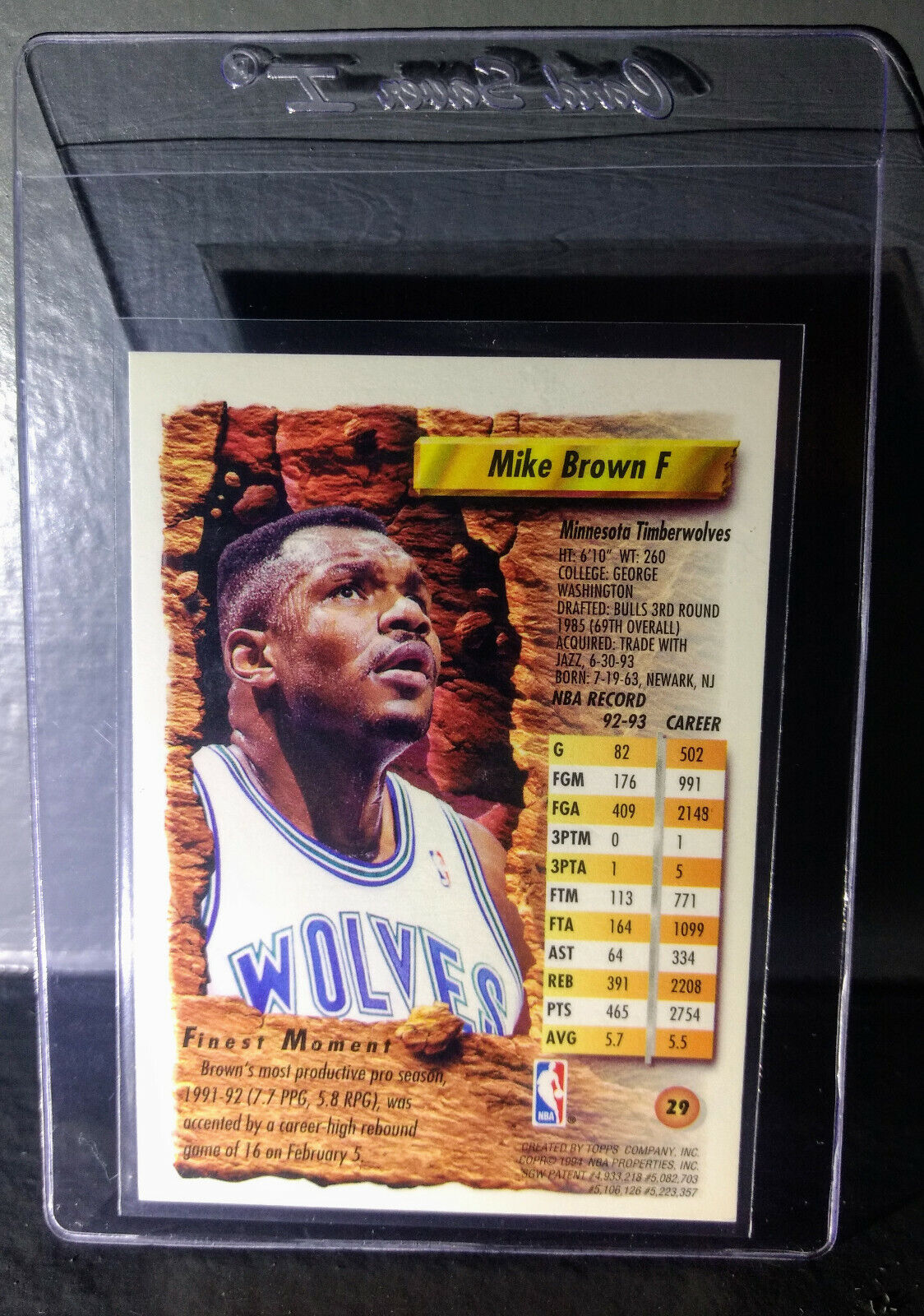 1993-94 Topps Finest Mike Brown #29 Basketball Card