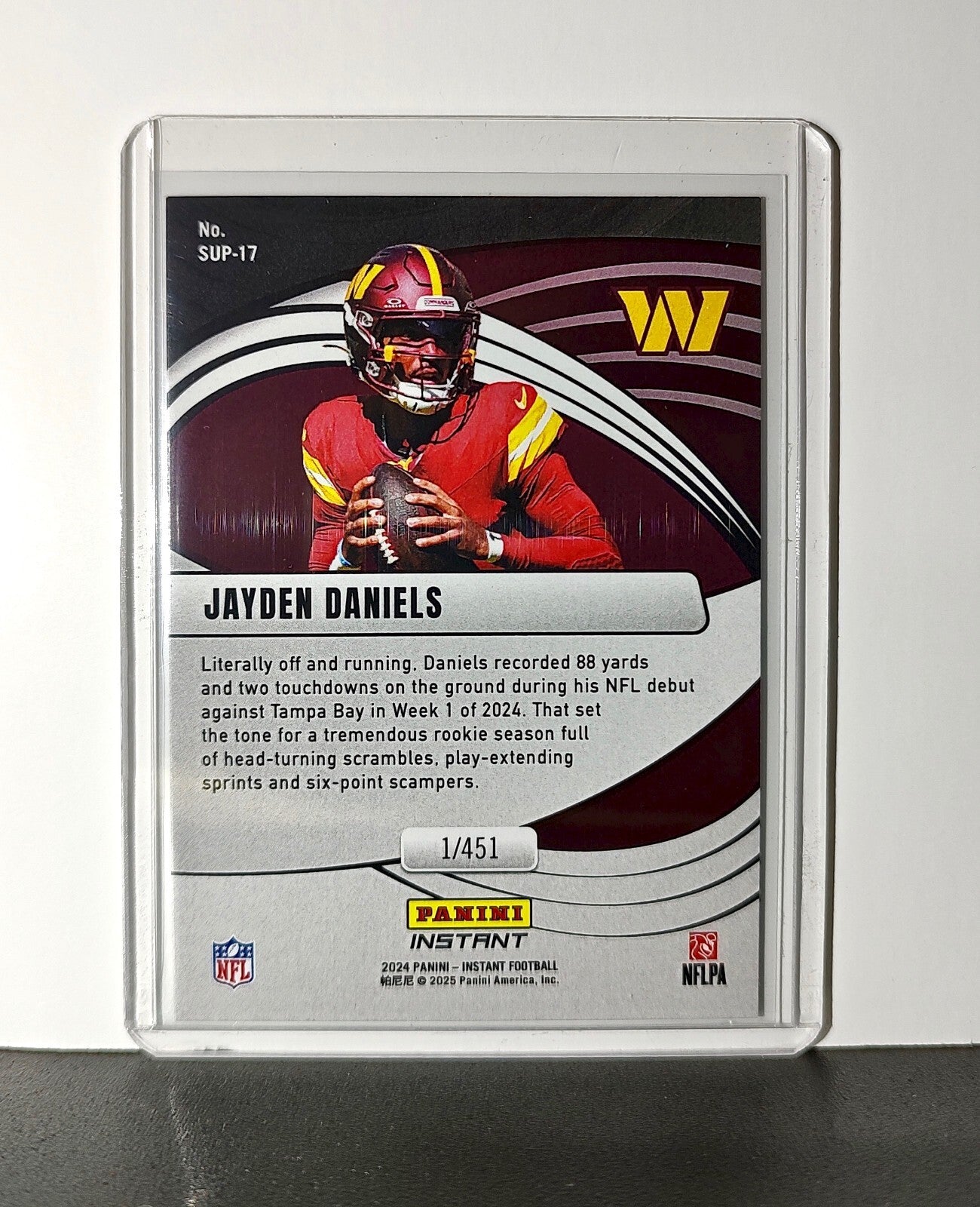 Jayden Daniels Rookie 2024 Panini Supernova NFL #17 Card Commanders 1/451