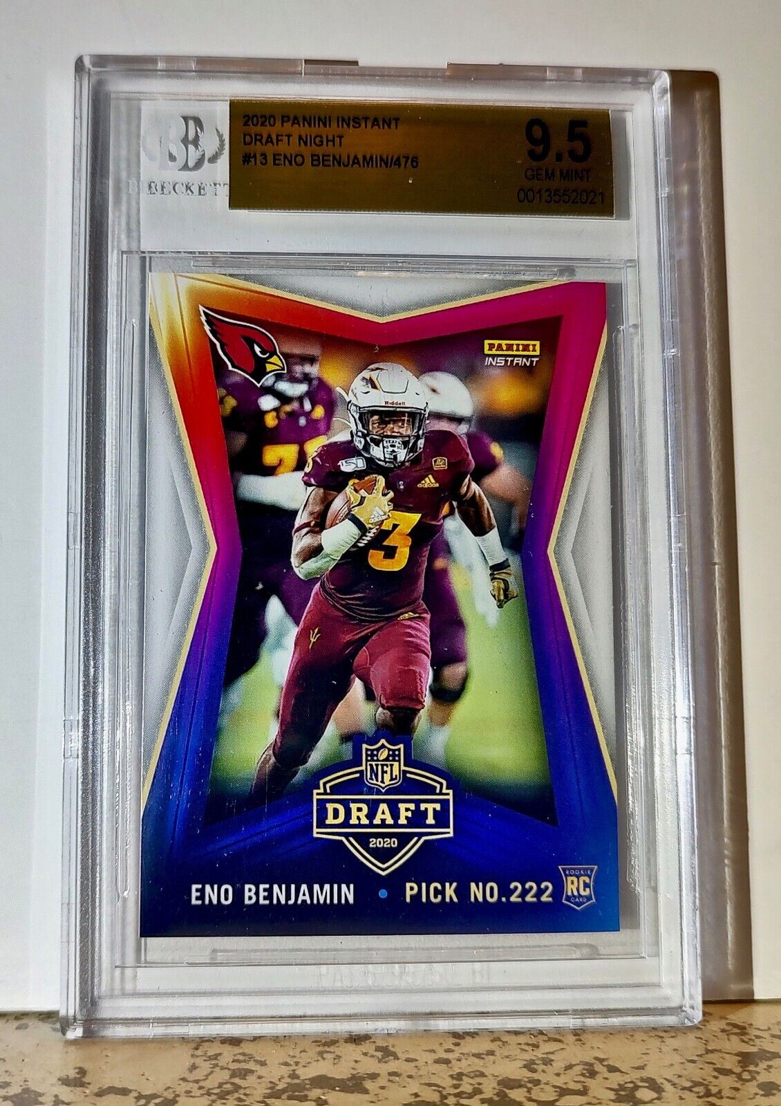 Eno Benjamin 2020 Panini NFL #13 Draft Rookie 1 of 476 BGS 9.5 Gem Cardinals