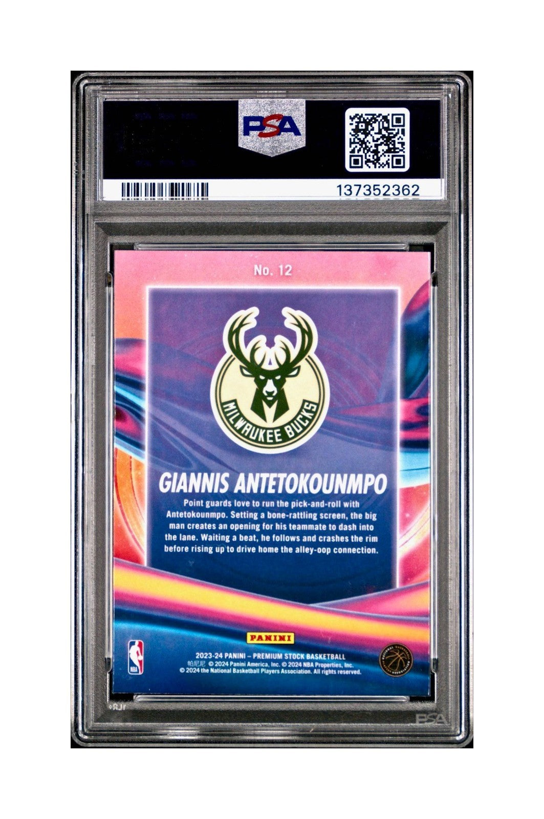 Giannis Antetokounmpo 2023 Panini Hoops Premium Anti Gravity #12 PSA 10 Gem Mint