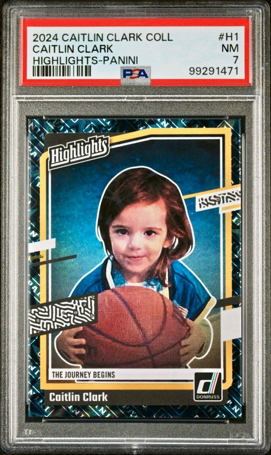 Caitlin Clark 2024 Panini Donruss Highlights H1 Basketball Card PSA 7 Near Mint