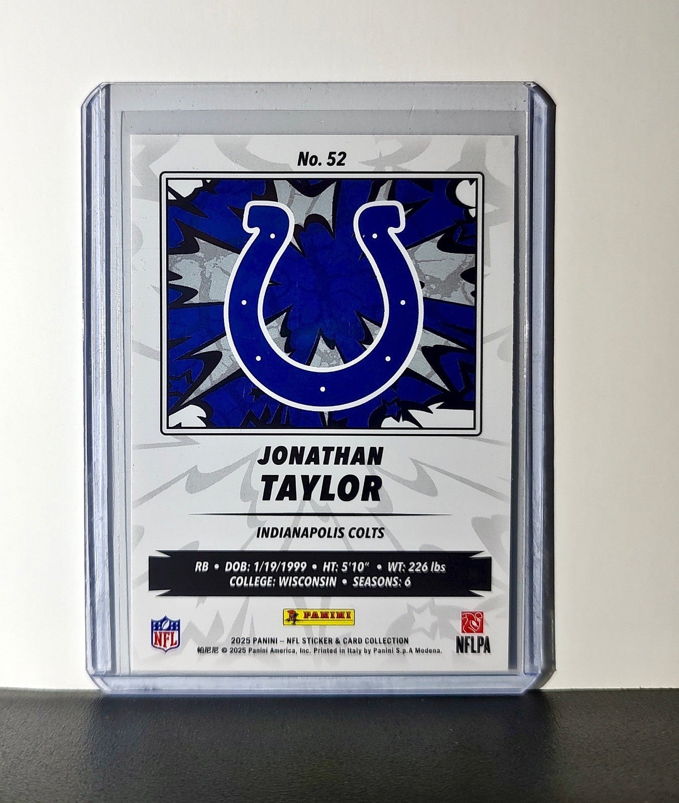 Jonathan Taylor 2025 Panini NFL #52 Sticker Card Indianapolis Colts