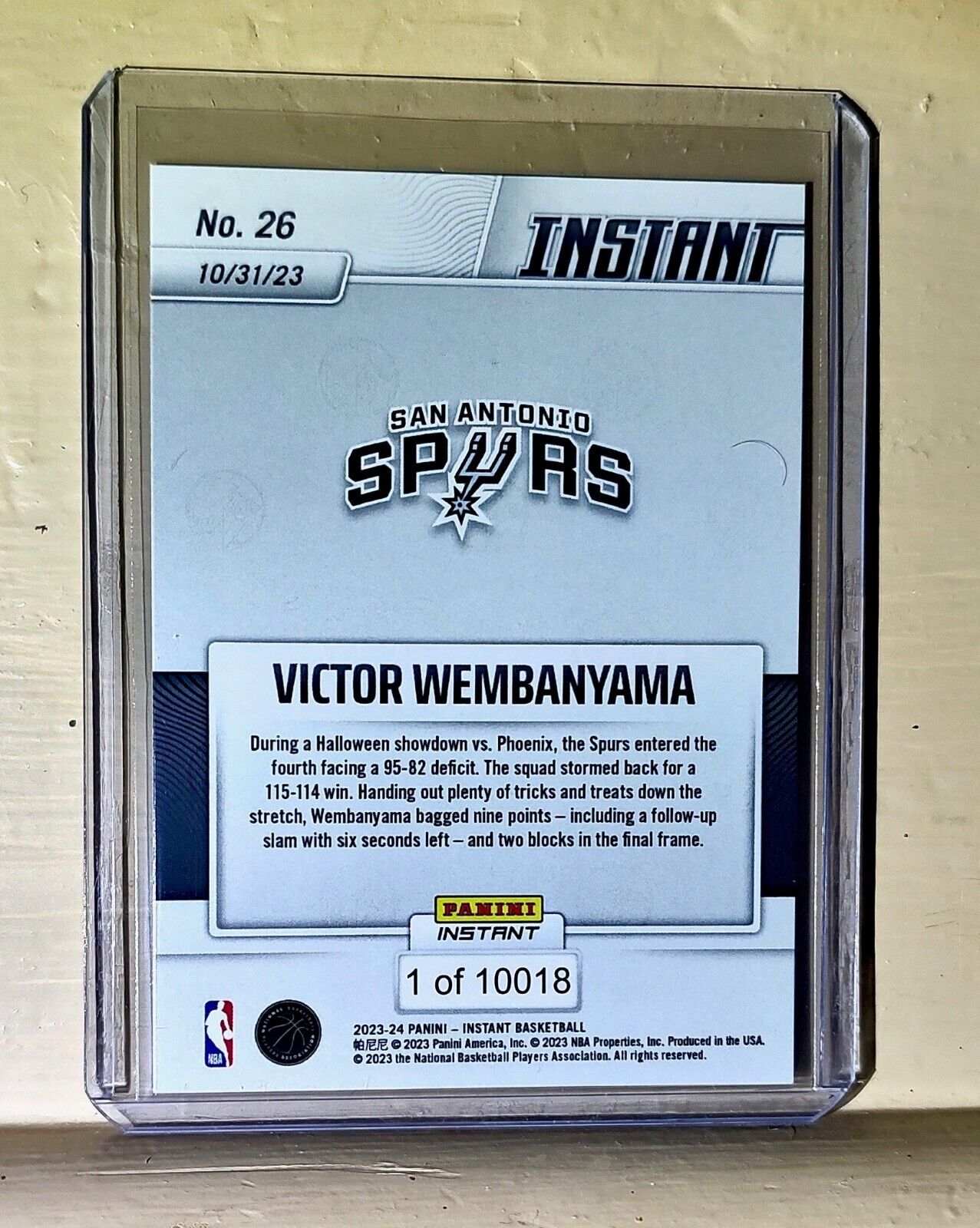 Victor Wembanyama 2023-24 Panini #26 NBA Rookie Basketball Card Spurs 1 of 10018