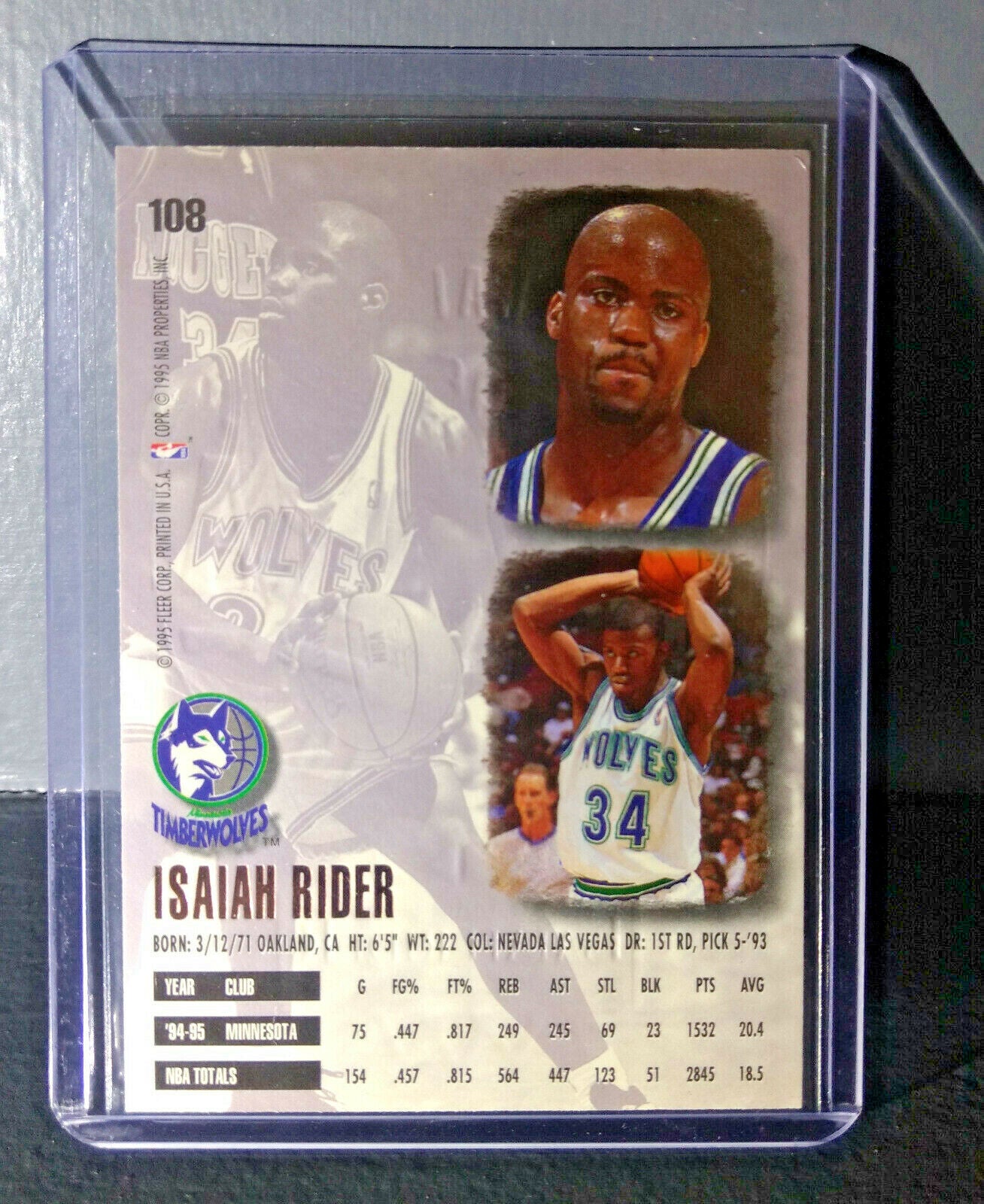 1995-96 Isaiah Rider Fleer Ultra Gold Medallion #108 Basketball Card