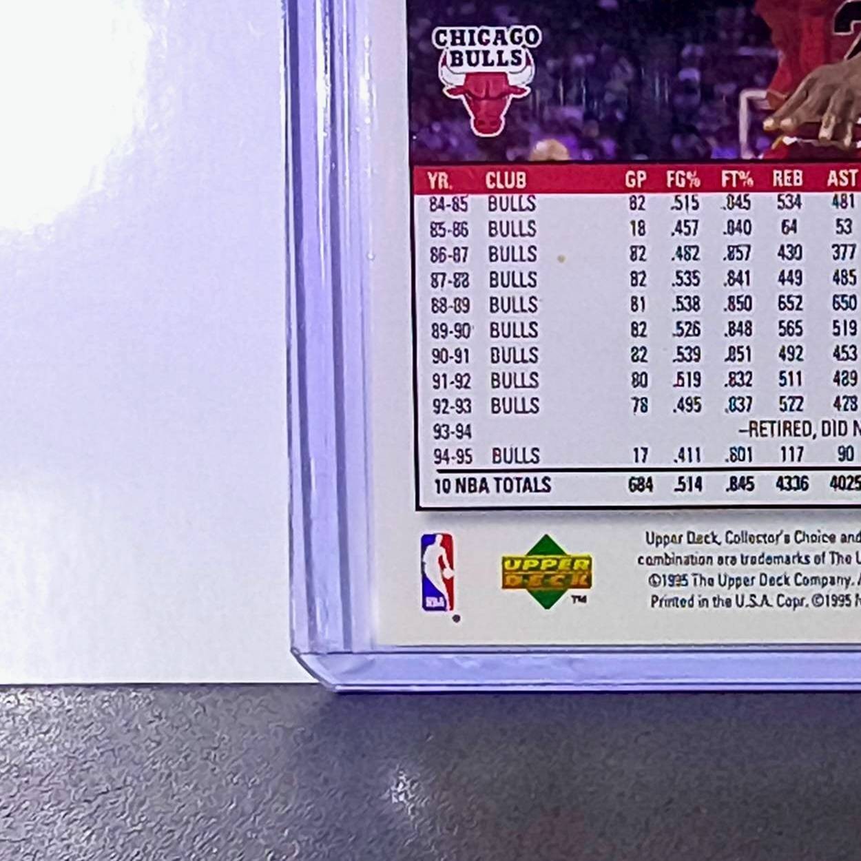 Michael Jordan 1995-96 Upper Deck Collector's Choice #45 Card Chicago Bulls