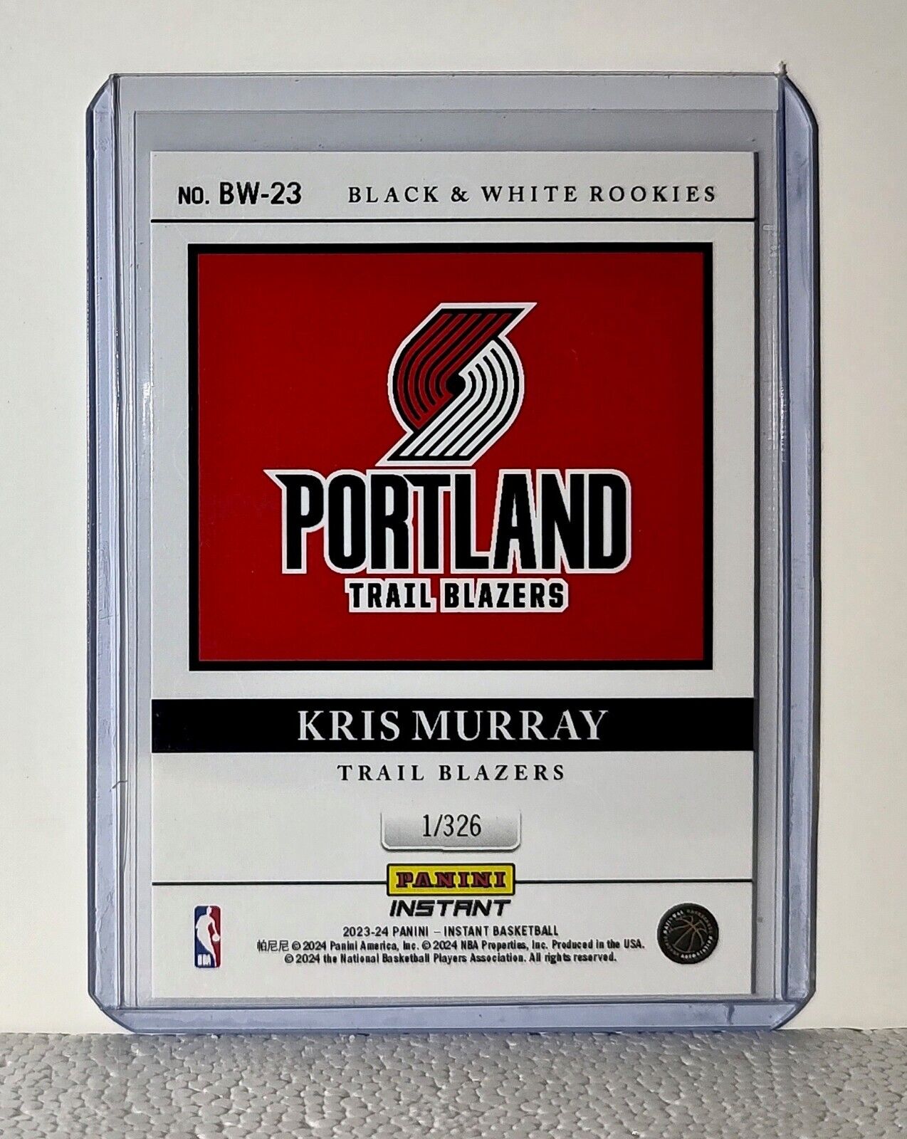 Kris Murray 2023-24 Panini NBA #23 Black and White Rookies Card 1/326