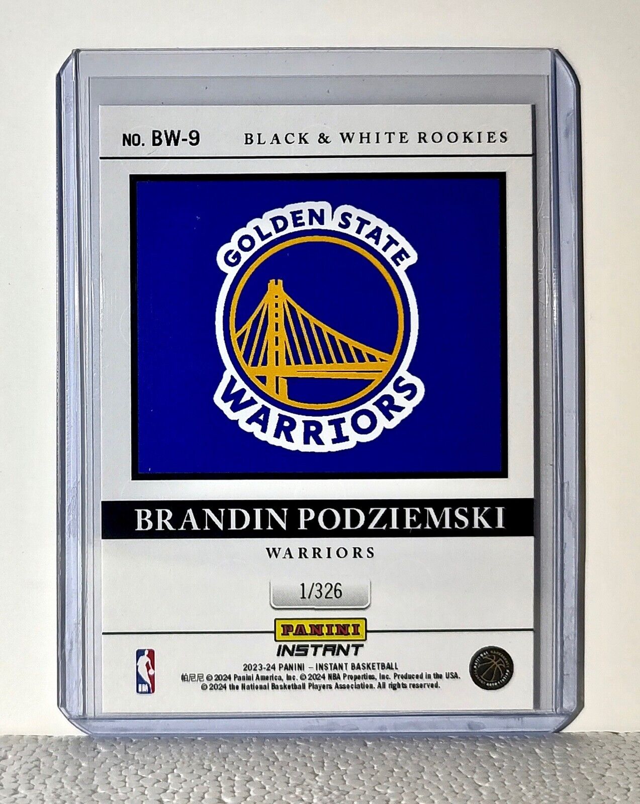 Brandin Podziemski 2023-24 Panini NBA #9 Black and White Rookies Card 1/326